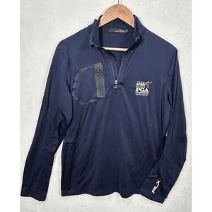 RLX‎ Ralph Lauren Stretch Blue Long Sleeve 1/4 Zip Pullover Golf Shirt Womens M